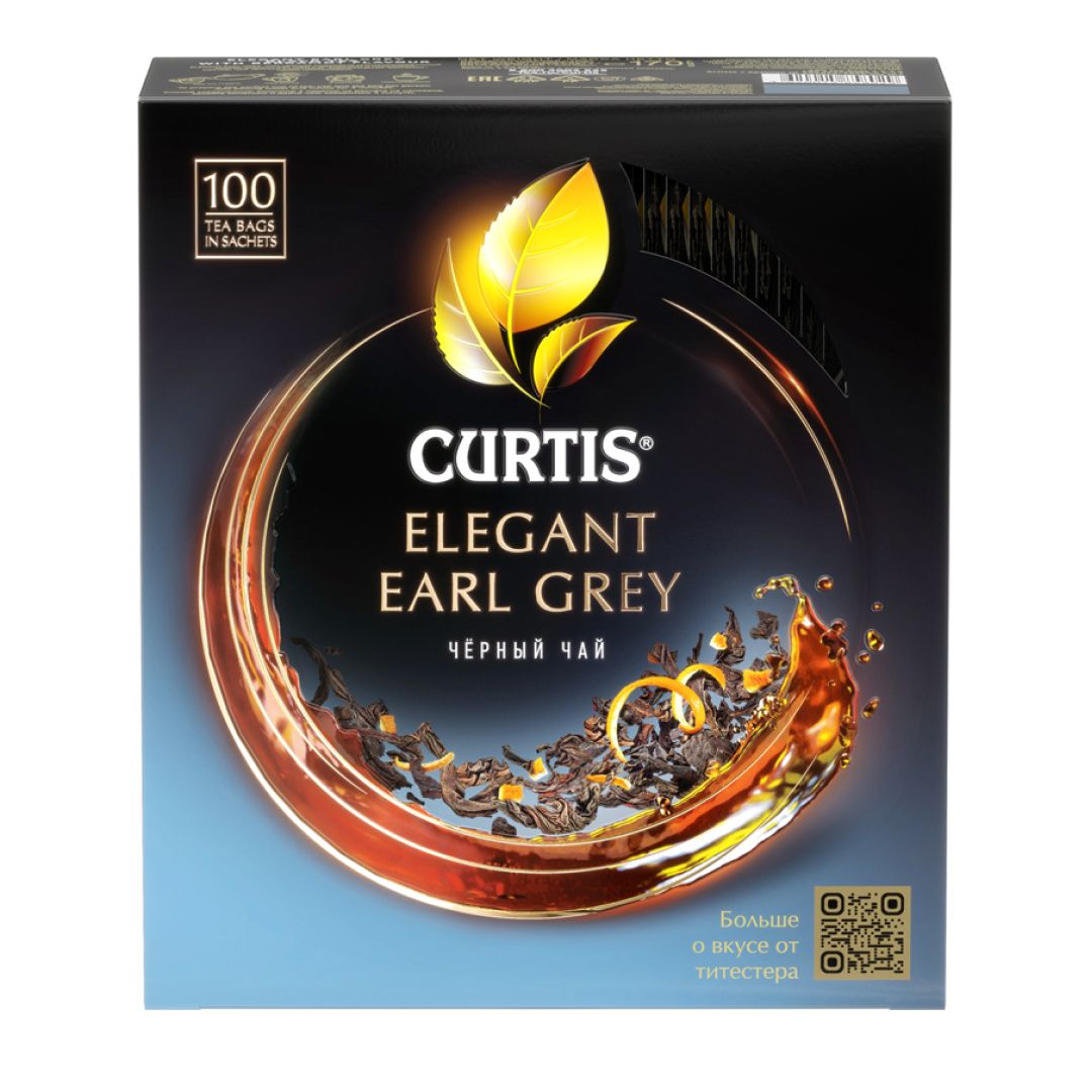 Чай Curtis "Elegant Earl Grey", черный, 100 пакетиков / Чай пакетированный
