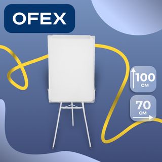 Флипчарт Ofex, размер 70*100 см, магнитно-маркерная, с полочкой для аксессуаров, на треноге / Доски-флипчарты