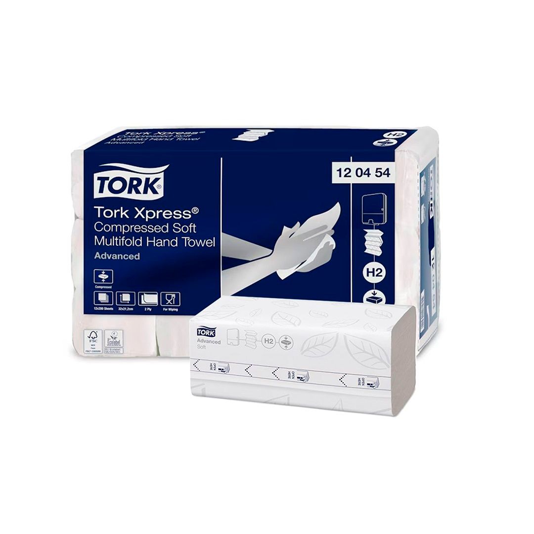 Полотенца бумажные Tork "Xpress", 225 шт, 2-х слойные, 32*21 см, сложение W, белые / Полотенца для диспенсеров