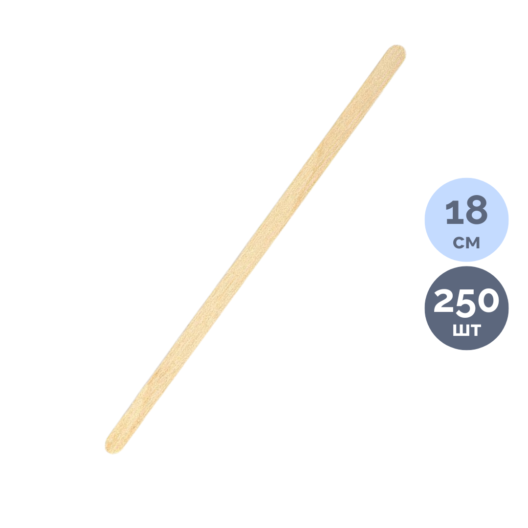 Бір реттік араластырғыштар, жеке қаптамада, ұзындығы 18 см, ағаш/бамбук, 250 дана/қапт / Бір реттік ыдыстар