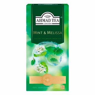 Шай Ahmad Tea Жалбыз-Мелисса, жасыл шай, 25 қалташа/қапт / Қалташалардағы шай