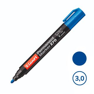 Перманентті маркер Luxor "Permanent Marker 270", ұшы оқ тәріздес, 1-3 мм, көк / Перманентті өшірілмейтін маркерлер