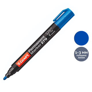 Перманентті маркер Luxor "Permanent Marker 270", ұшы оқ тәріздес, 1-3 мм, көк / Перманентті өшірілмейтін маркерлер