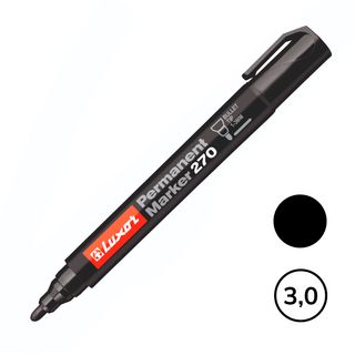 Перманентті маркер Luxor "Permanent Marker 270", ұшы оқ тәріздес, 1-3 мм, қара / Перманентті өшірілмейтін маркерлер