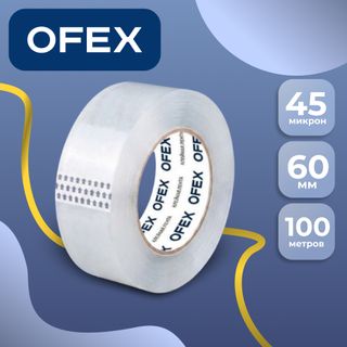 Жабысқақ лента Ofex, лента ені 60 мм, ұзындығы 100 м, қалыңдығы 45 мкр, мөлдір / Орау және сырлау таспалары