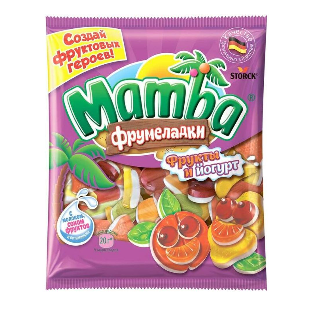 Мармелад Mamba "Фрумеладки", фрукты и йогурт, 140 гр / Конфеты