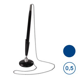 Жұмыс үстелі қаламы Brauberg "Стенд-Пен Блэк1", 0,5 мм, корпусы қара, көк сиялы / Тіреуіштегі шарлы қаламдар