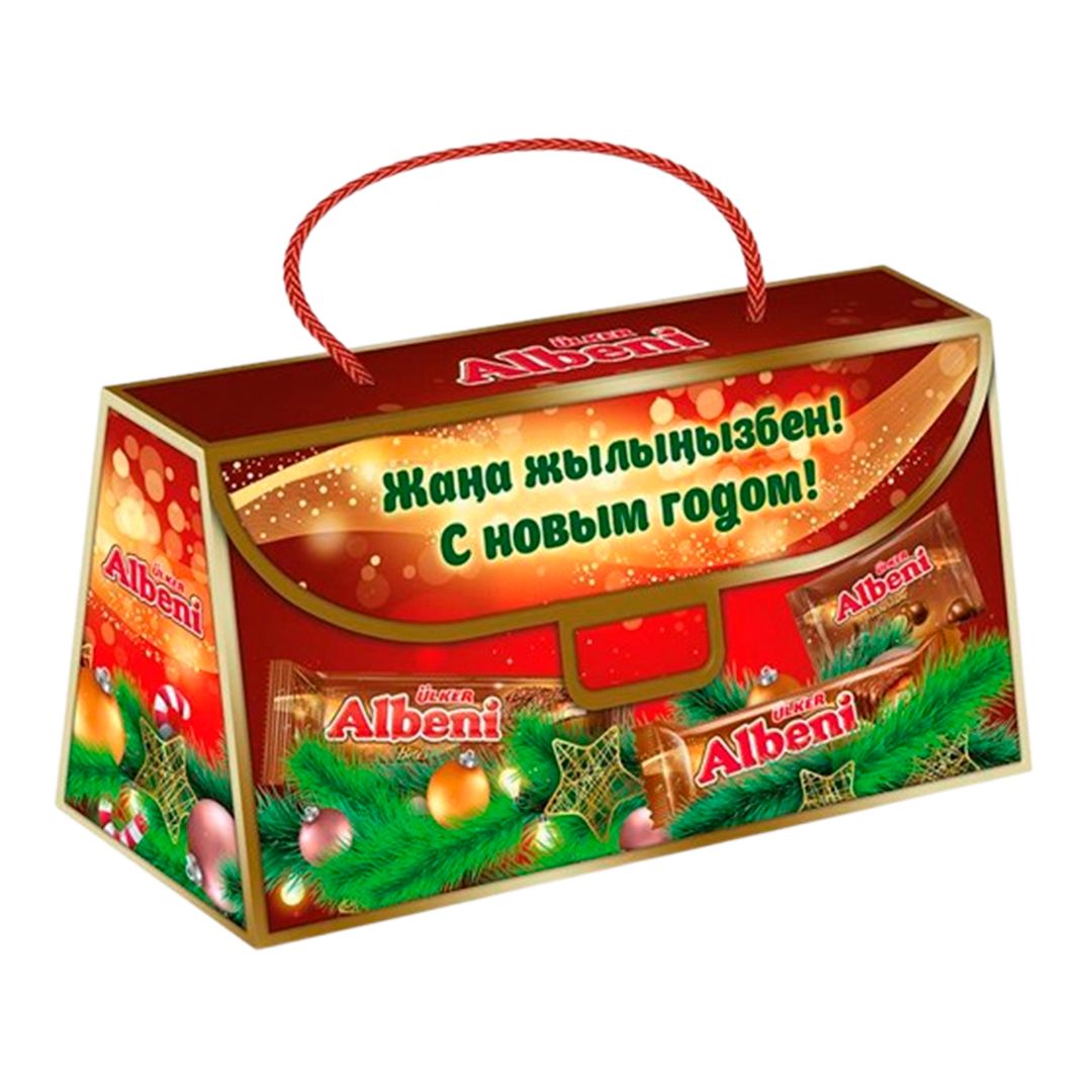 Жаңа жылдық сыйлық Ulker Сумочка "Жаңа жылыңызбен!", картон қорап, 310 гр, ассорти / Жаңа жылдық сыйлықтар №2