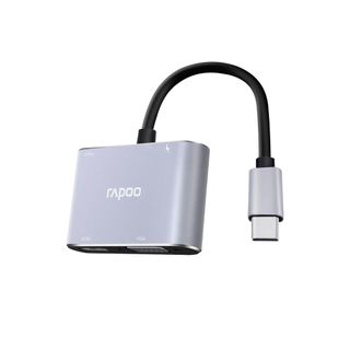 Мультифункциональный адаптер Rapoo "XD30", HDMI/VGA, USB-C, серебристый / Интерфейсные кабели