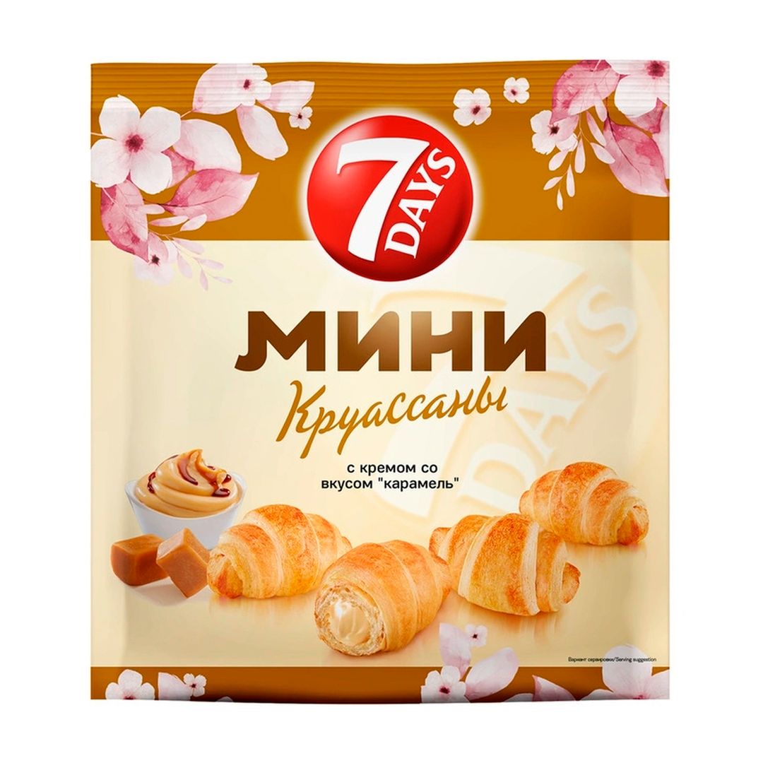 Мини-круассаны 7 Days "Карамель", 265 гр / Печенье, вафли, крекеры