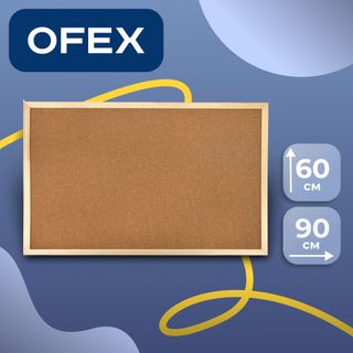 Доска пробковая Ofex, для объявлений, размер 60*90 см, деревянная рамка / Доски пробковые для объявлений