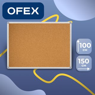Доска пробковая Ofex, для объявлений, размер 100*150 см, алюминиевая рамка / Доски пробковые для объявлений