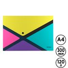 Папка-конверт Berlingo "xProject. Color Block", А4 формат, 300 мкм, на кнопке, черный/желтый