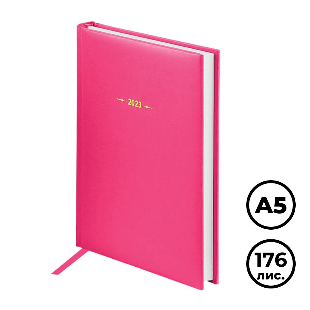 Ежедневник датированный OfficeSpace "Ariane", 2023 г., А5, 176 л, фуксия / Ежедневники датированные