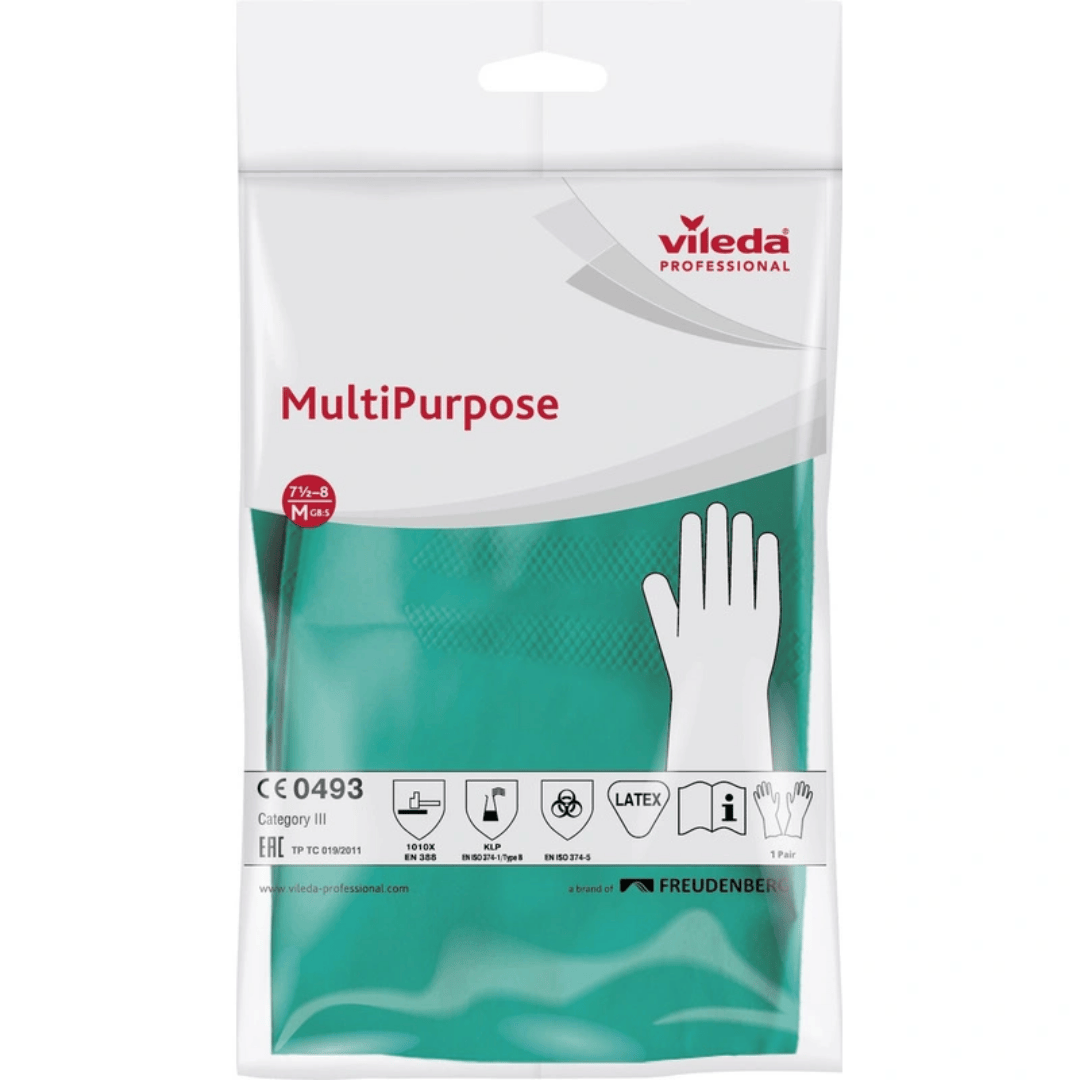 Латексті қолғаптар Vileda Professional, өлшемі M, жоғары төзімділік, жасыл / Қолғаптар №2