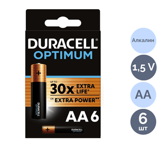 Батарейки Duracell Optimum пальчиковые АА LR6-8BL, 1.5 V, 6 шт./уп., цена за упаковку / Батарейки oe.kz Батарейки Duracell Optimum пальчиковые АА LR6-8BL, 1.5 V, 6 шт./уп., цена за упаковку / Батарейки