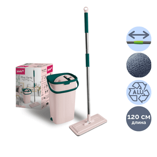 Комплект для уборки York "Handy", ведро 10 л с отжимом, швабра с насадкой из микрофибры / Швабры и комплекты