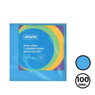 Өздігінен жабысатын блок 76*76 мм, Attache "Bright colours", көгілдір, 100 парақ / Өзі жабысатын блоктар