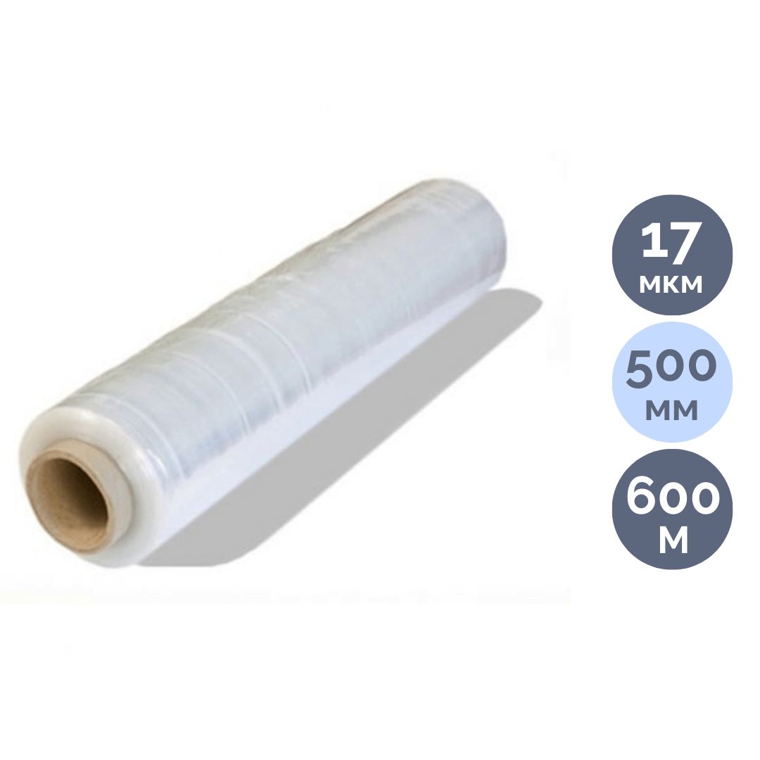 Стрейч-пленка, ширина рулона 500 мм, длина намотки 600 м, плотность 17 мкр / Стрейч-пленка