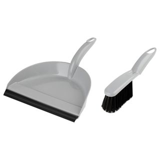 Совок с щеткой OfficeClean, пластик, серый / Веники, щетки, совки