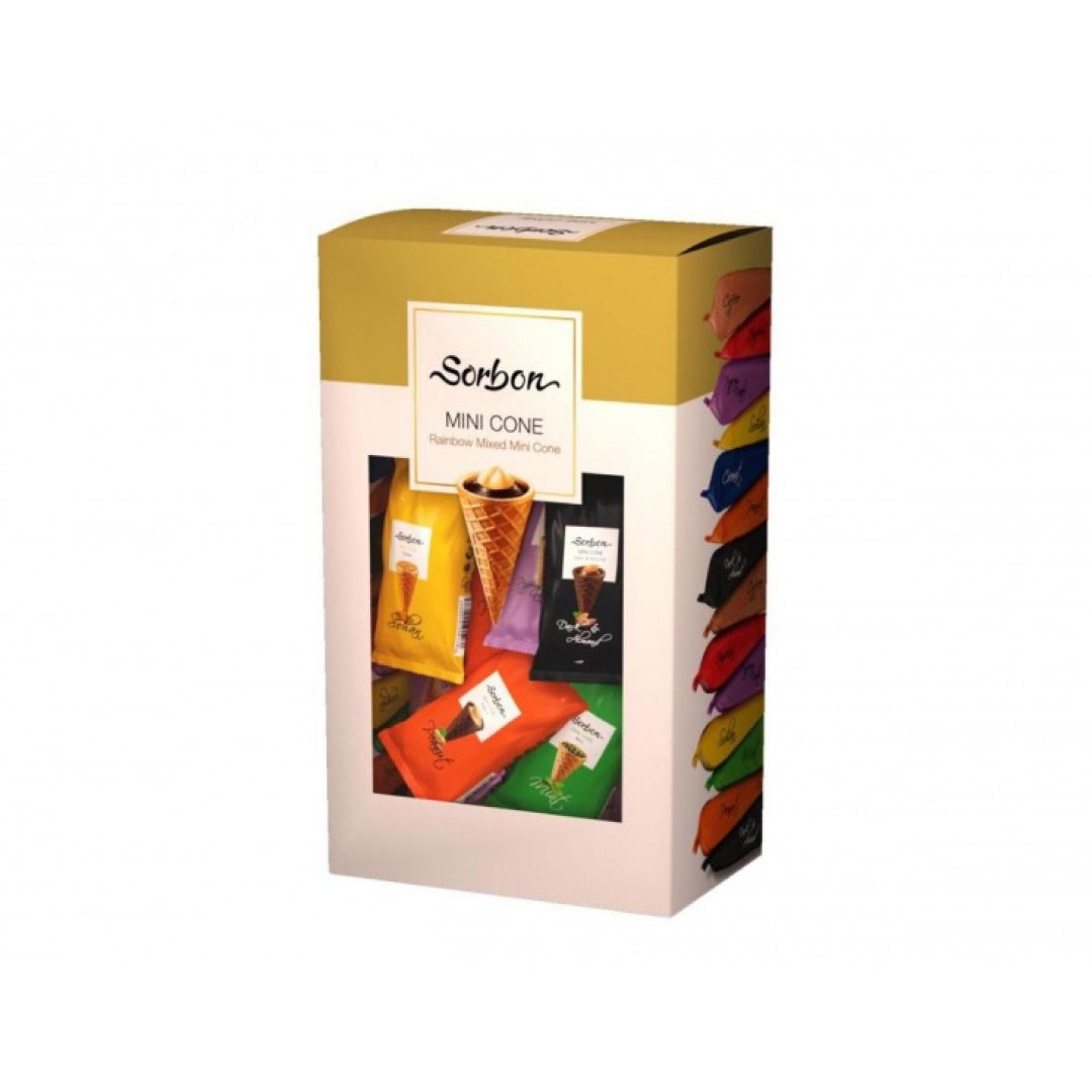 Конфеты Sorbon "Радуга", ассорти, мини-рожки с хрустящей начинкой, 350 гр / Конфеты