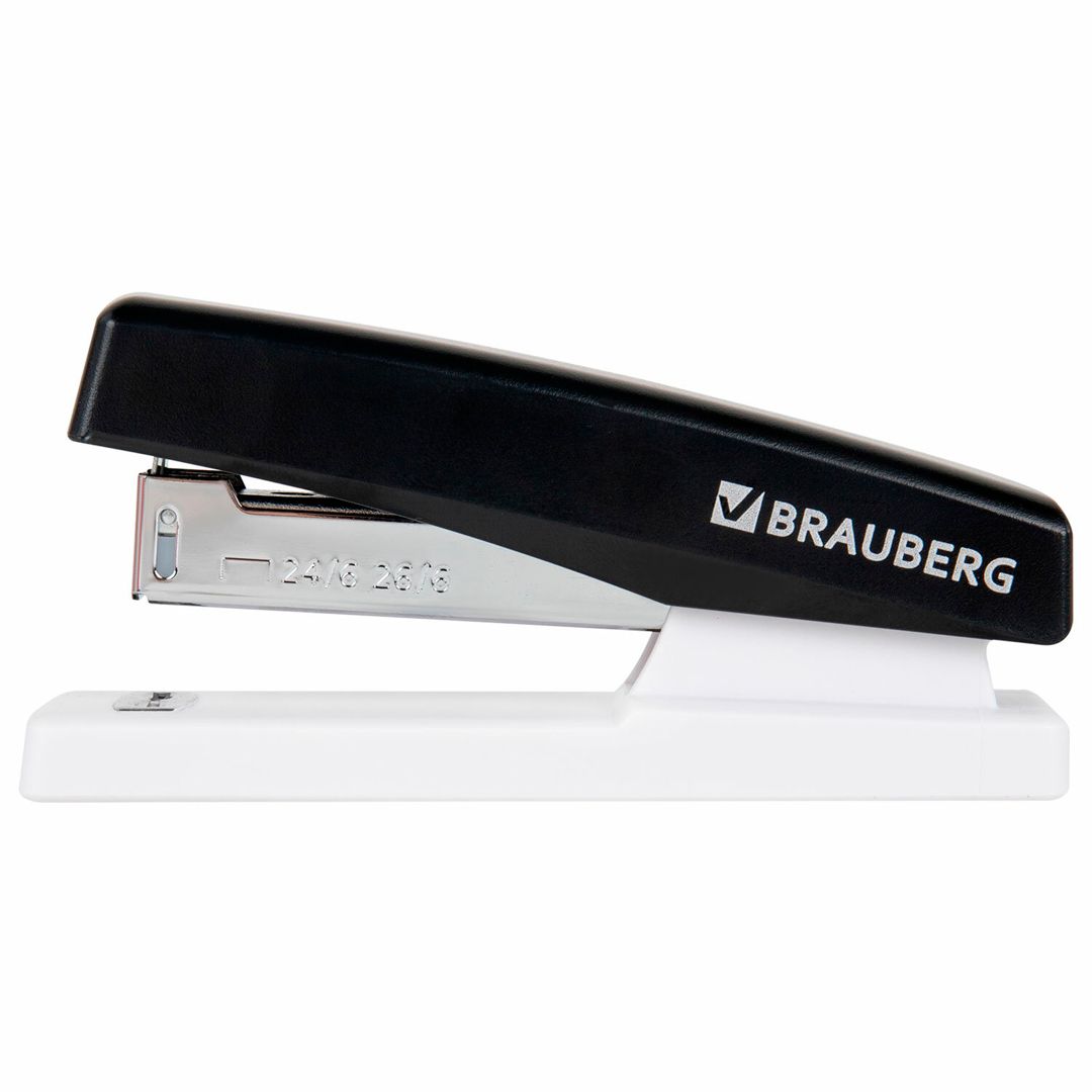 Степлер сшивает до 25 листов, Brauberg "Style", №24/6, 26/6, пластиковый, черный / Степлеры №2