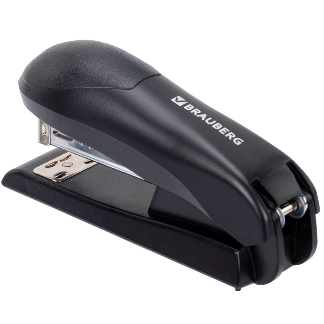 30 параққа дейін қапсырмалағыш степлер, Brauberg "Universal", №24/6, 26/6, пластик, қара / Степлерлер №4