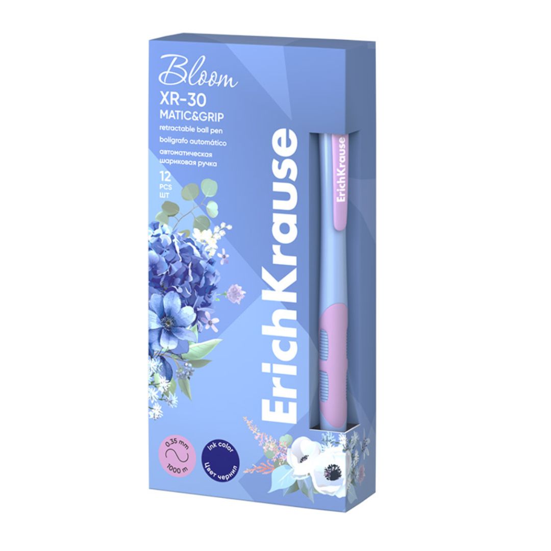 Автоматты шарлы қалам Erich Krause "XR-30" Matic&Grip Pastel Bloom, 0,7 мм, көк / Автоматты шарлы қаламдар №4
