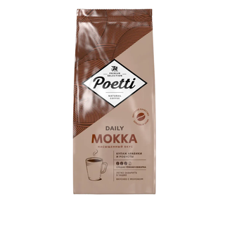Кофе дәндері Poetti "Daily Mokka", орташа-қаралап қуырылған, 1000 гр / Дәнді кофе