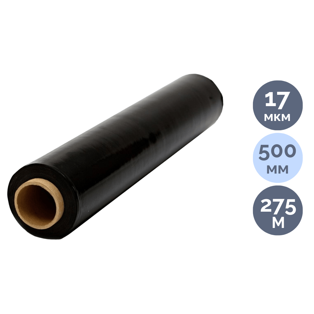 Стрейч-пленка, ширина рулона 500 мм, длина намотки 275 м, плотность 17 мкр, черная / Стрейч-пленка