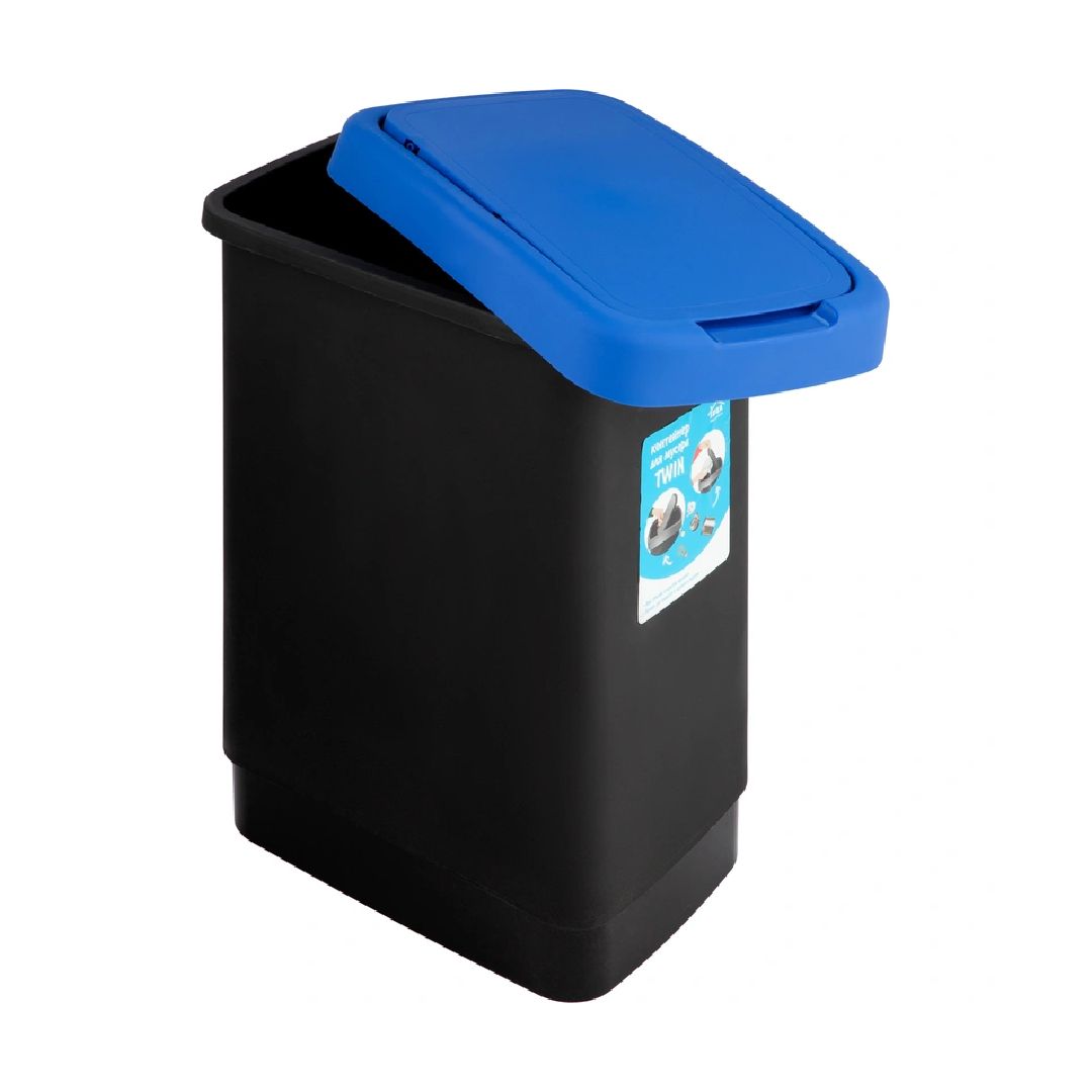 Ведро для мусора Idea Twin, 25 л, пластик, черное/синее / Контейнеры и ведра для мусора №2