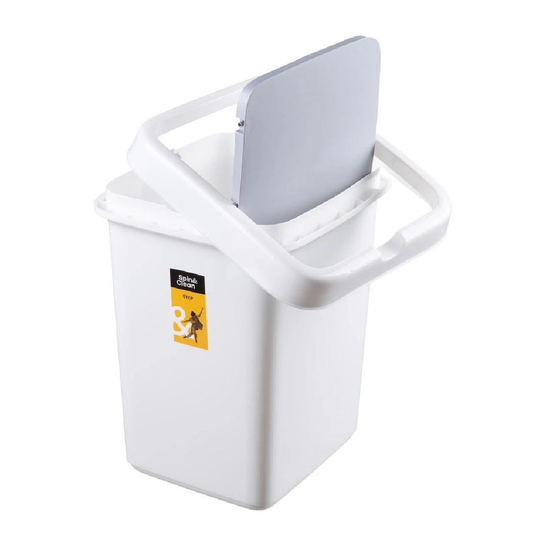 Қоқыс шелегі Spin&clean, 25 л, пластик, ақ/сұр / Қоқыс контейнерлері мен шелектері №2