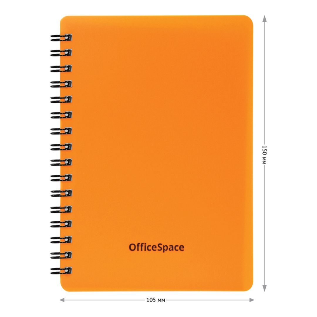 Қойын дәптер OfficeSpace "Neon", A6, 60 парақ, шиыршықта, тор көз, қызғылт сары