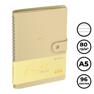 Записная книжка Greenwich Line "Pastel. Yellow", А5, 96 листов, кожзам, в линейку / Записные книжки