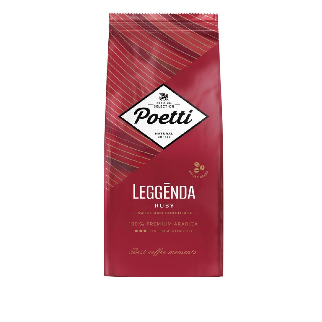 Кофе дәндері Poetti "Leggenda Ruby", орташа-қаралап қуырылған, 1000 гр / Дәнді кофе