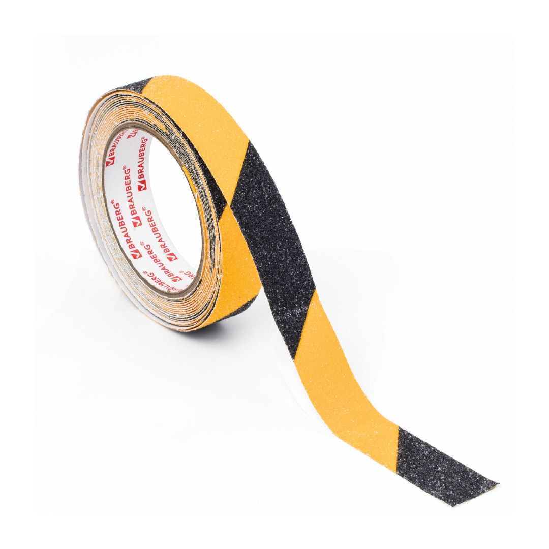 Клейкая лента зернистая Brauberg, размер 25 мм*5 м, противоскользящая, черно-желтая / Монтажные и специальные ленты №3