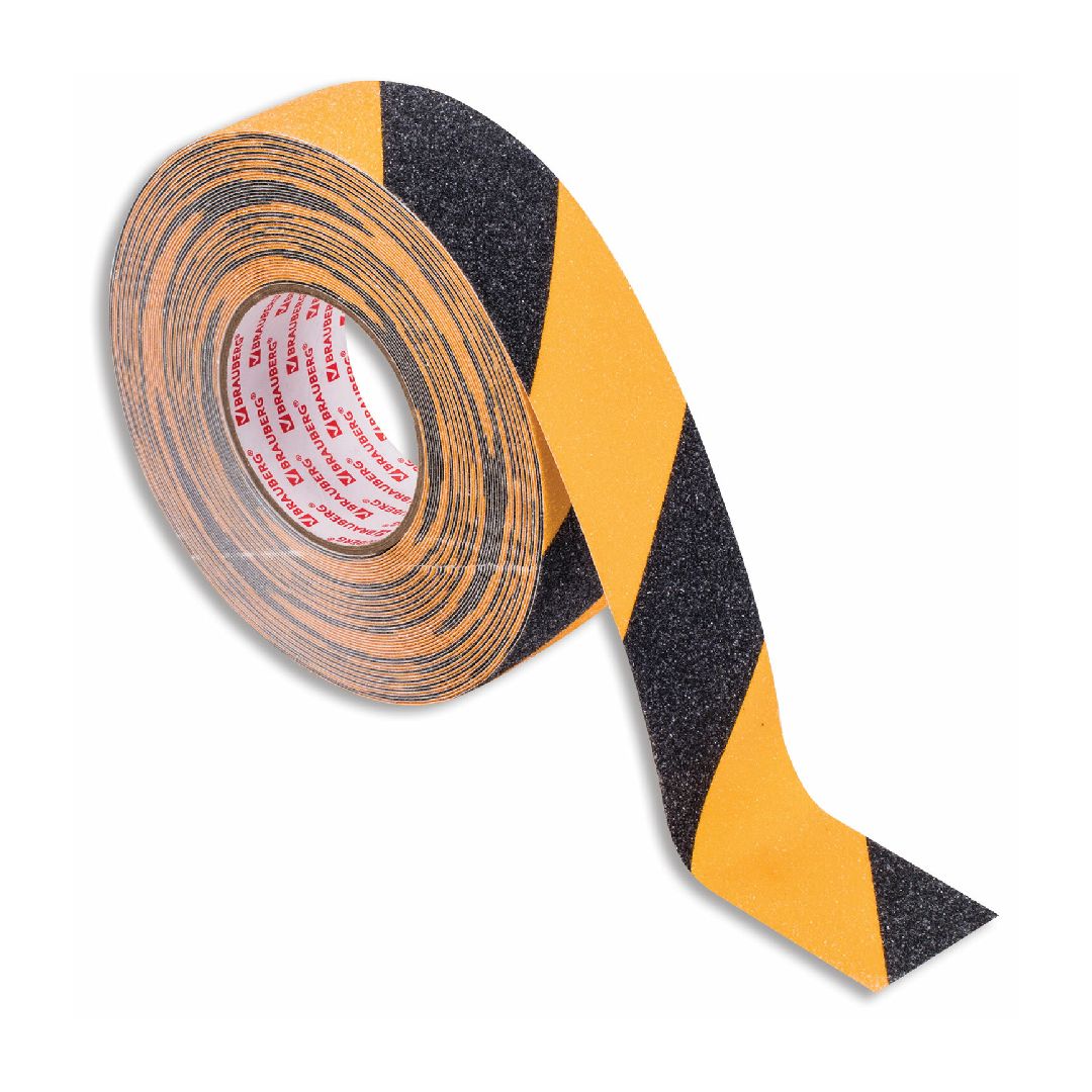 Клейкая лента зернистая Brauberg, размер 50 мм*20 м, противоскользящая, черно-желтая / Монтажные и специальные ленты №3