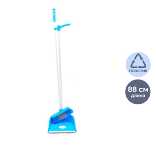 Совок с щеткой A-VM "AF201-B", пластик, голубой / Веники, щетки, совки