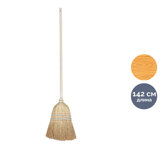 Метла York "Эко", для улицы, плоская, с деревянным черенком, 142 см / Веники, щетки, совки