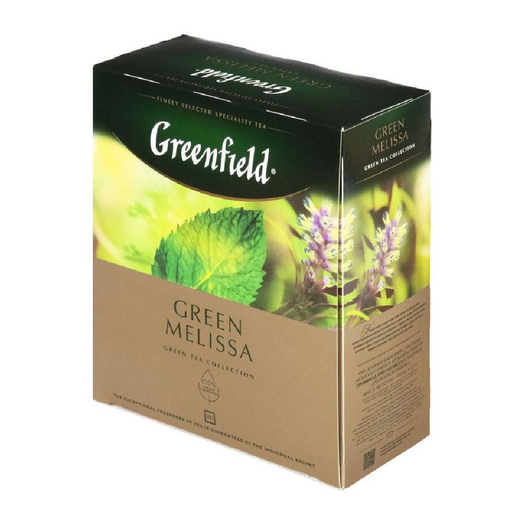 Чай Greenfield Green Melissa, зеленый, 100 пакетиков / Чай пакетированный №4