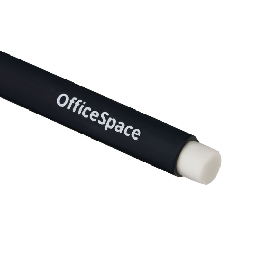 Карандаш чернографитный OfficeSpace "Endless line" HB, металлический наконечник с ластиком, ассорти / Карандаши чернографитные №4