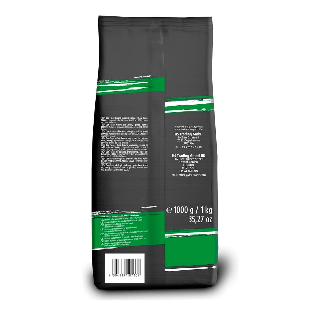 Кофе в зернах Der Franz "Crema Organic", средней обжарки, 1000 гр / Кофе зерновой №3