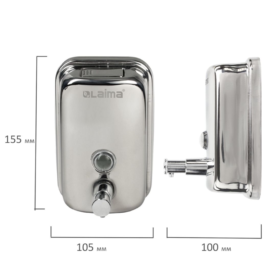 Диспенсер для жидкого мыла Laima "Basic", нержавеющая сталь, механический, 500 мл, хром / Диспенсеры для жидкого мыла №4
