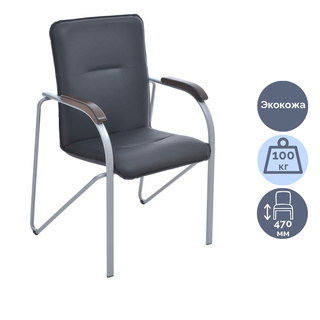 Стул для посетителей Helmi HL-F03 "Самба", экокожа, черный / Стулья