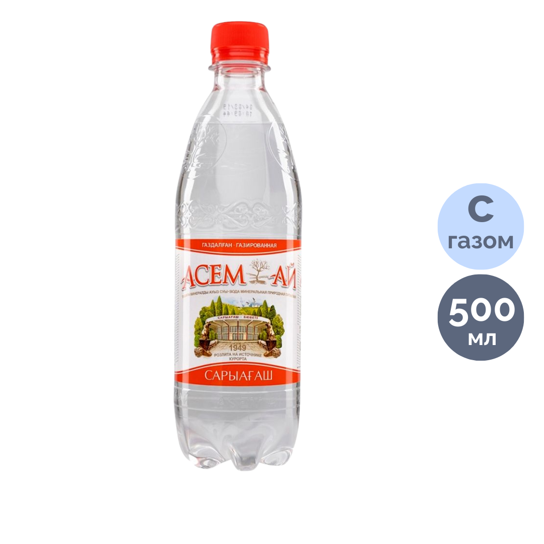 Газдалған ауыз суы "Асем-ай", 0,5 л, пластик бөтелке / Ауыз су