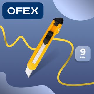 Нож канцелярский Ofex, сменные лезвия 9 мм, ассорти / Ножи канцелярские