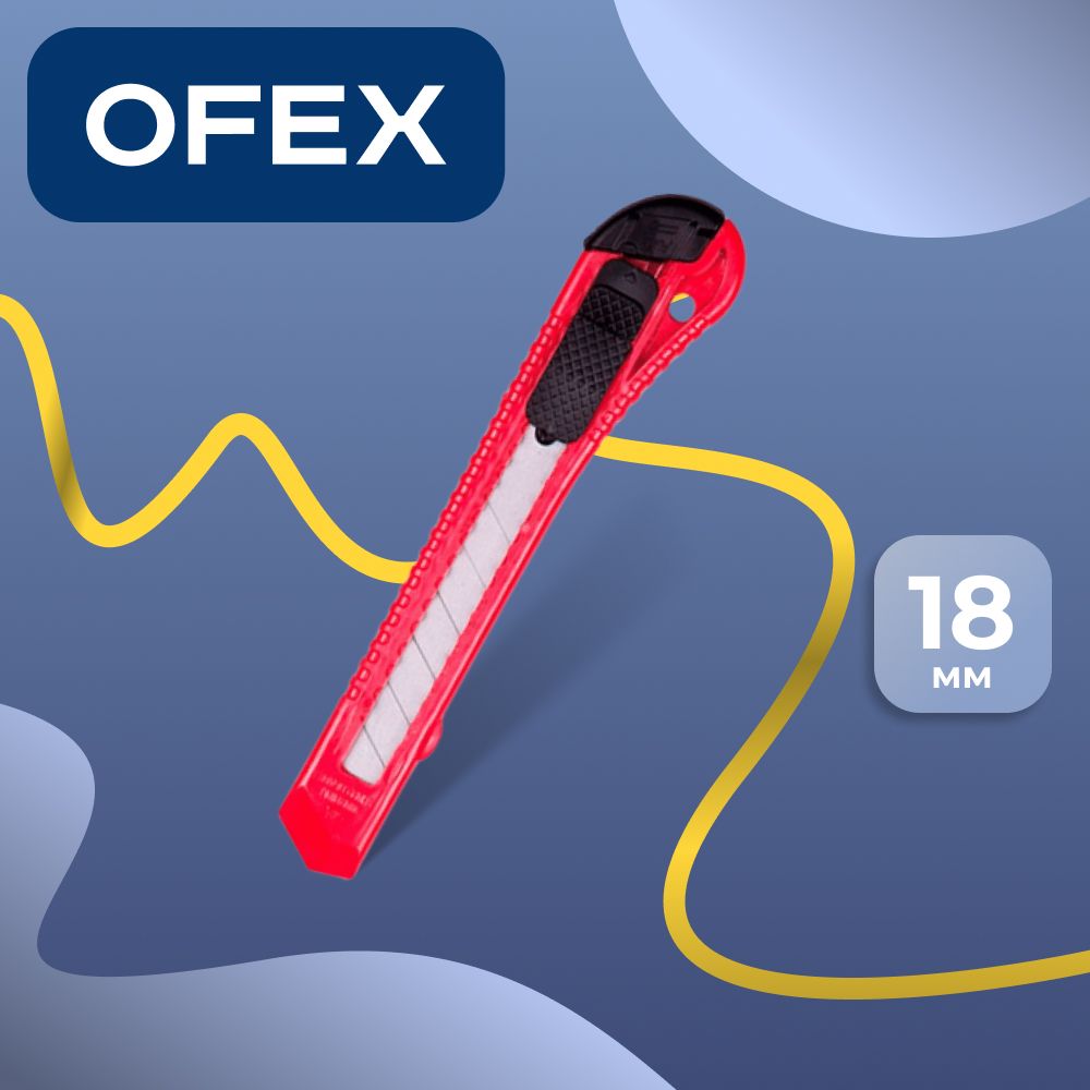 Нож канцелярский Ofex, сменные лезвия 18 мм, ассорти / Ножи канцелярские oe.kz Нож канцелярский Ofex, сменные лезвия 18 мм, ассорти / Ножи канцелярские