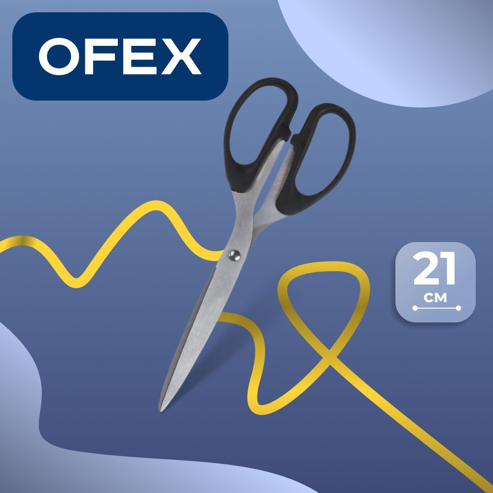 Ножницы Ofex, размер 21 см, черные / Ножницы