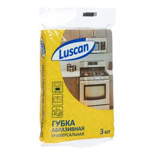 Губка абразивная Luscan, жесткий, 13*9 см, зеленая, 3 шт/упак / Губки хозяйственные
