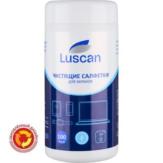 Туба с влажными чистящими салфетками для экранов Luscan, 112*110 мм, 100 шт/туба / Чистящие средства для оргтехники